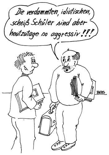 Cartoon: Aggressionsbewältigung (medium) by besscartoon tagged schule,pädagogik,lehrer,schüler,aggression,gewalt,agressiv,bess,besscartoon