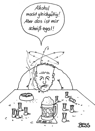 Cartoon: Alkohol macht gleichgültig (medium) by besscartoon tagged mann,trinken,alkohol,alkoholiker,kneipe,gleichgültigkeit,gleichgültig,bier,schnaps,bess,besscartoon