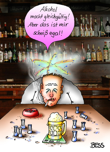 Cartoon: Alkohol macht gleichgültig (medium) by besscartoon tagged mann,trinken,alkohol,alkoholiker,kneipe,gleichgültigkeit,gleichgültig,bier,schnaps,bess,besscartoon