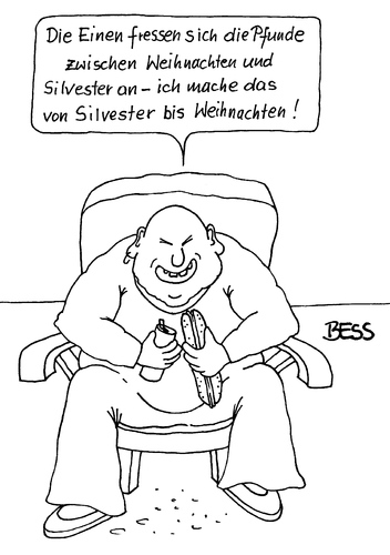 Cartoon: alles Einstellungssache (medium) by besscartoon tagged essen,trinken,fressen,dick,fett,pfunde,gewicht,diät,weihnachten,silvester,fasten,bess,besscartoon