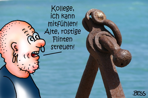 Cartoon: alte rostige Flinten streuen (medium) by besscartoon tagged mann,alt,alter,flinte,wasser,lassen,rostig,streut,bess,besscartoon