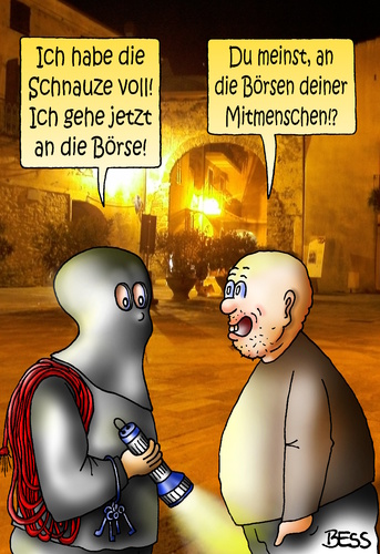 Cartoon: an die Börse gehen (medium) by besscartoon tagged männer,einbrecher,börse,geld,mitmenschen,euro,diebstahl,geldbörse,klauen,bess,besscartoon