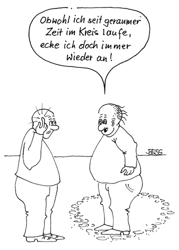 Cartoon: Anecken (medium) by besscartoon tagged männer,kreis,laufen,anecken,bess,besscartoon