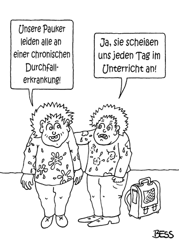 Cartoon: angeschissen (medium) by besscartoon tagged besscartoon,bess,gymnasium,gemeinschaftsschule,schüler,werkrealschule,realschule,hauptschule,grundschule,lernen,pauker,lehrer,pädagogik,durchfall,schule