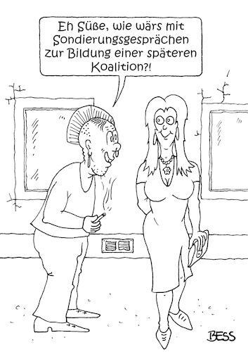 Cartoon: Anmache (medium) by besscartoon tagged sondierungsgespräche,koalition,mann,frau,paar,beziehung,bess,besscartoon