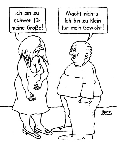 Cartoon: Ansichtssache (medium) by besscartoon tagged besscartoon,bess,größe,fett,gewichtsprobleme,gewicht,figur,dick,paar,beziehung,frau,mann