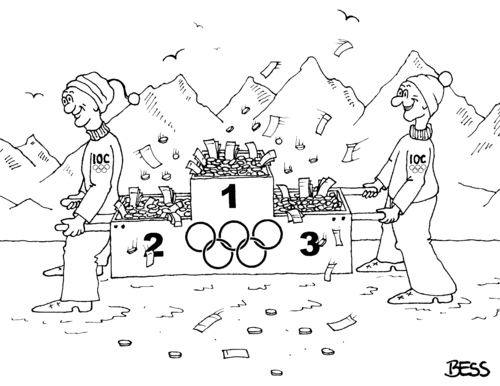 Cartoon: Bach-Blüten-Therapie (medium) by besscartoon tagged besscartoon,bess,kapital,sponsoring,profit,kommerz,bereicherung,reichtum,sotschi,sochi,thomas,bach,geld,wintersport,winterolympiade,olympia,olympiade,ioc