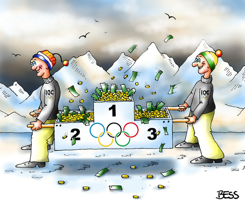 Cartoon: Bach-Blüten-Therapie (medium) by besscartoon tagged besscartoon,bess,kapital,sponsoring,profit,kommerz,bereicherung,reichtum,sotschi,sochi,thomas,bach,geld,wintersport,winterolympiade,olympia,olympiade,ioc