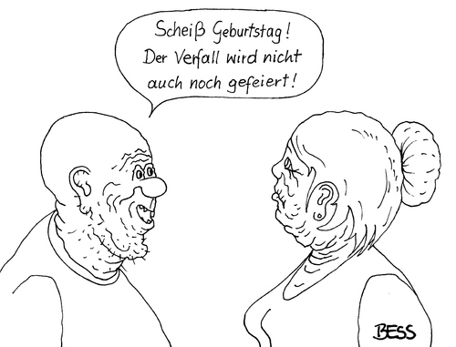 Cartoon: Basta (medium) by besscartoon tagged mann,frau,paar,beziehung,fest,geburtstag,verfall,feiern,bess,besscartoon