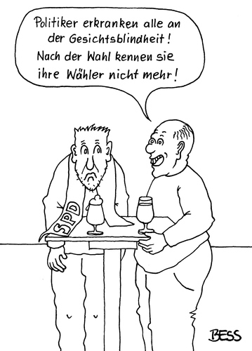 Cartoon: Berufskrankheit von Politikern (medium) by besscartoon tagged politiker,gesichtsblindheit,krankheit,wahl,wähler,parteien,spd,cdu,grüne,csu,fdp,bess,besscartoon