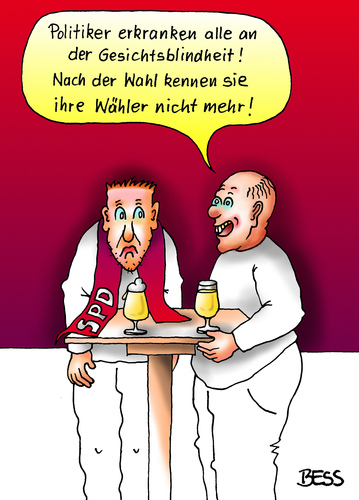 Cartoon: Berufskrankheit von Politikern (medium) by besscartoon tagged politiker,gesichtsblindheit,krankheit,wahl,wähler,parteien,spd,cdu,grüne,csu,fdp,bess,besscartoon