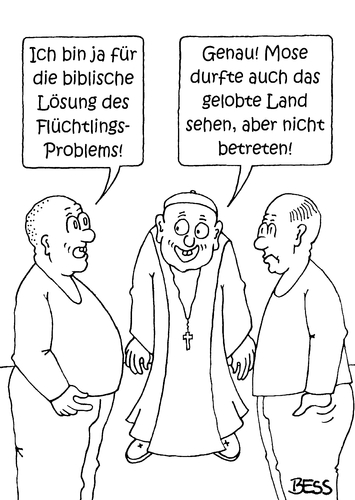 Cartoon: biblische Flüchtlings Lösung (medium) by besscartoon tagged bibel,mose,gelobtes,land,flüchtlingsstrom,asyl,flüchtlinge,flüchtlingsdrama,syrien,deutschland,willkommen,welcome,politik,bess,besscartoon