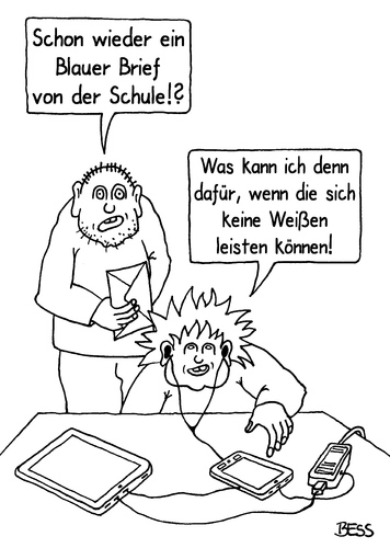 Cartoon: Blauer Brief (medium) by besscartoon tagged blauer,brief,vater,sohn,schule,pädagogik,erziehung,lernen,lehrer,pauker,schüler,realschule,hauptschule,werkrealschule,gemeinschaftsschule,gymnasium,lernbegleiter,bess,besscartoon