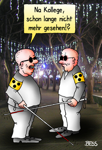 Cartoon: blind date (medium) by besscartoon tagged behinderung,blind,blindheit,männer,handicap,treffen,bess,besscartoon