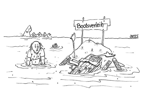 Cartoon: Bootsverleih (medium) by besscartoon tagged mann,insel,bootsverleih,meer,bess,besscartoon