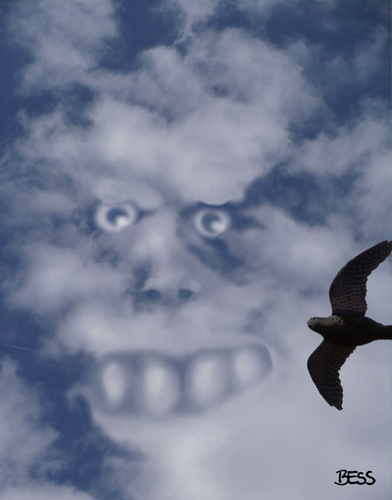 Cartoon: cloud face 4 (medium) by besscartoon tagged wolken,himmel,gesicht,vogel,möwe,bess,besscartoon