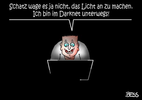 Cartoon: Darknet (medium) by besscartoon tagged darknet,computer,technik,kriminalität,dunkelheit,bess,besscartoon