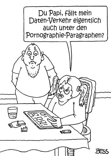 Cartoon: Daten-Verkehr (medium) by besscartoon tagged vater,tochter,familie,datenverkehr,daten,verkehr,pornographie,paragraphen,computer,technik,bess,besscartoon