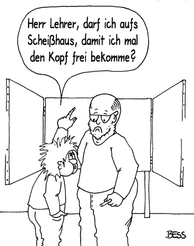 Cartoon: den Kopf frei bekommen (medium) by besscartoon tagged schule,pädagogik,erziehung,scheißhaus,wc,toilette,lernen,lehrer,pauker,schüler,realschule,hauptschule,werkrealschule,gemeinschaftsschule,gymnasium,bess,besscartoon