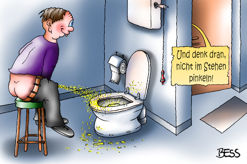 Cartoon: denk dran (medium) by besscartoon tagged pinkeln,wc,toilette,klo,männer,urinieren,bess,besscartoon