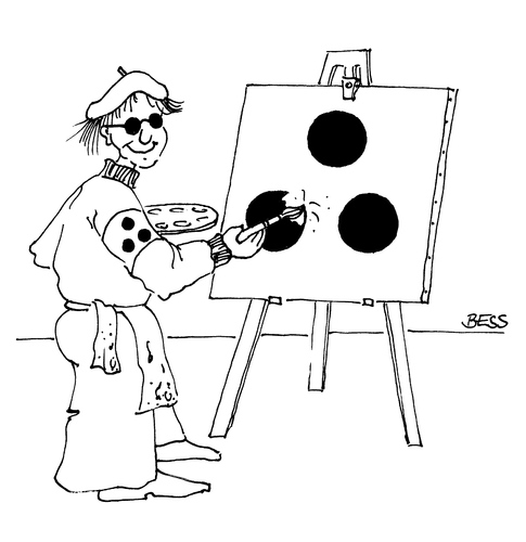 Cartoon: Der Kandidat hat 3 Punkte (medium) by besscartoon tagged mann,blind,blindheit,behinderung,maler,malerei,staffelei,kunst,blindenbinde,bess,besscartoon