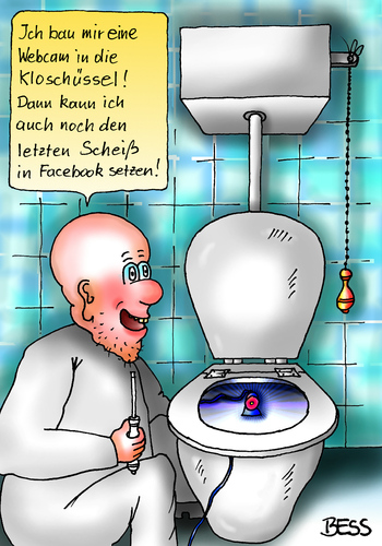 Cartoon: Der letzte Scheiß... (medium) by besscartoon tagged facebook,webcam,scheiß,soziale,netzwerke,toilette,bad,klo,computer,technik,digital,bilder,kloschüssel,mann,bess,besscartoon