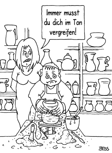 Cartoon: der Ton macht die Musik (medium) by besscartoon tagged mann,frau,paar,beziehung,ehe,ton,vergreifen,konflikt,bess,besscartoon