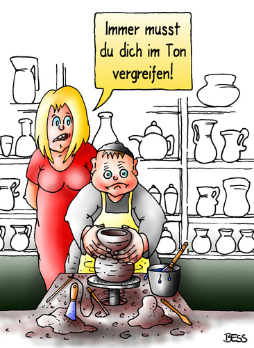 Cartoon: der Ton macht die Musik (medium) by besscartoon tagged mann,frau,paar,beziehung,ehe,ton,vergreifen,konflikt,bess,besscartoon