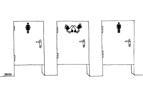 Cartoon: Die Alternative (medium) by besscartoon tagged wc,toilette,mann,frau,paar,beziehung,quicki,sexualität,bess,besscartoon