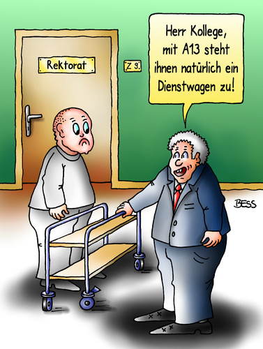 Cartoon: Dienstwagen (medium) by besscartoon tagged schule,dienstwagen,rektorat,pädagogik,erziehung,hauptschule,realschule,gemeinschaftsschule,werkrealschule,gymnasium,lehrer,pauker,bess,besscartoon