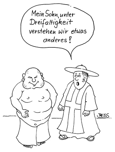 Cartoon: Dreifaltigkeit (medium) by besscartoon tagged kirche,religion,katholisch,pfarrer,fett,männer,dreifaltigkeit,bess,besscartoon