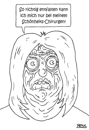 Cartoon: eh Alde (medium) by besscartoon tagged frau,schönheit,falten,alter,entfaltung,schönheitschirurg,botox,bess,besscartoon