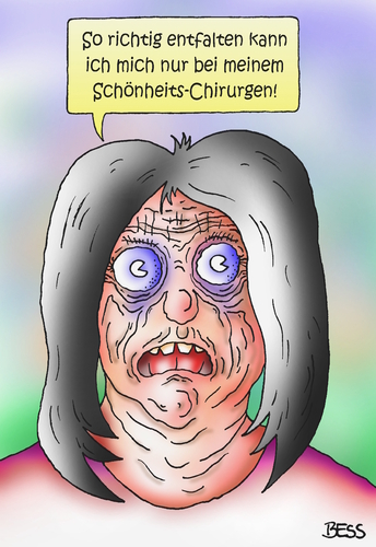 Cartoon: eh Alde (medium) by besscartoon tagged frau,schönheit,falten,alter,entfaltung,schönheitschirurg,botox,bess,besscartoon