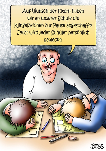 Cartoon: Elternwunsch (medium) by besscartoon tagged schule,pause,klingel,wecken,schlafen,pennen,pädagogik,lehrer,pauker,lernen,grundschule,hauptschule,realschule,werkrealschule,schüler,gemeinschaftsschule,gymnasium,bess,besscartoon