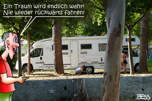 Cartoon: endlich (medium) by besscartoon tagged besscartoon,bess,ferien,urlaub,wohnmobil,traum,camping