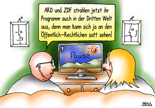 Cartoon: Entwicklungshilfe (medium) by besscartoon tagged ard,zdf,fernsehen,tv,dritte,welt,armut,reichtum,öffentlich,rechtlich,entwicklungshilfe,bess,besscartoon