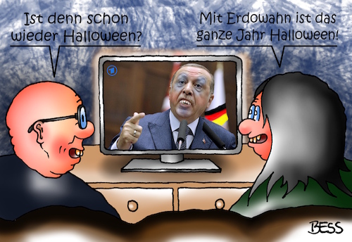 Cartoon: Erdowahn (medium) by besscartoon tagged reisewarnung,reisehinweis,knast,gefängnis,erdowahn,recep,tayyip,erdogan,verhaftungen,terrorismusverdacht,politik,diktatur,türkei,tourismus,gewalt,drakula,halloween,monster,bess,besscartoon