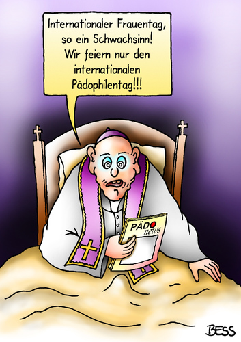 Cartoon: Festtage (medium) by besscartoon tagged kirche,religion,pfarrer,katholisch,internationaler,frauentag,pädophilie,pädophilentag,vatikan,bess,besscartoon