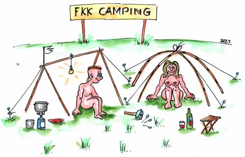 Cartoon: FKK Camping (medium) by besscartoon tagged camping,strand,mann,frau,fkk,bess,besscartoon