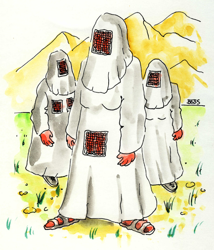 Cartoon: Fortschrittsdenken (medium) by besscartoon tagged frauen,burka,islam,religion,bess,besscartoon