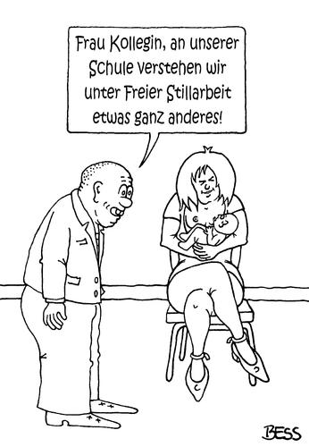 Cartoon: Freie Stillarbeit (medium) by besscartoon tagged stillen,freie,stillarbeit,erziehung,mutter,kind,schule,pädagogik,lehrer,pauker,grundschule,hauptschule,realschule,werkrealschule,gemeinschaftsschule,gymnasium,bess,besscartoon