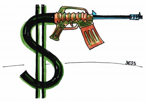 Cartoon: Freiheit des Geldes (medium) by besscartoon tagged besscartoon,bess,macht,geld,gewehr,gewalt,dollar