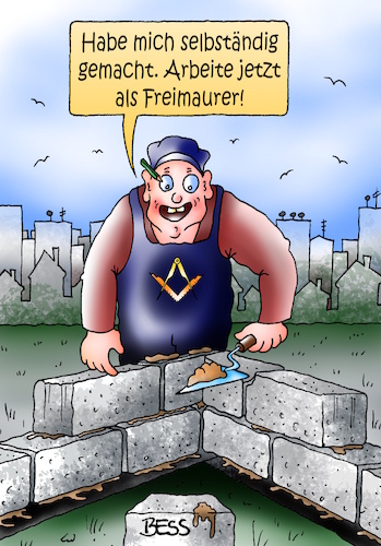 Cartoon: Freimaurer (medium) by besscartoon tagged maurer,arbeit,mann,loge,freimaurer,bess,besscartoon