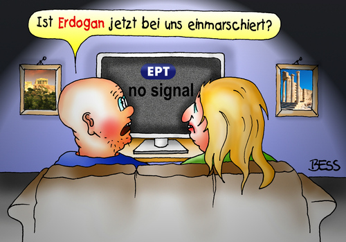 Cartoon: Fresse Freiheit (medium) by besscartoon tagged besscartoon,bess,schließung,einstellung,tv,fernseher,journalisten,entlassung,sparmaßnahmen,sparen,schuldenkrise,eurokrise,europa,eu,ert,ept,sender,staatlich,rundfunk,fernsehen,signal,no,fresse,demokratie,erdogan,türkei,griechenland