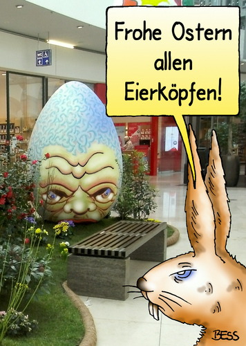 Cartoon: Frohe Ostern (medium) by besscartoon tagged aufersteheung,fest,ostern,osterhase,hase,eierköpfe,eier,christentum,kirche,religion,katholisch,evangelisch,kreuz,kreuzigung,jesus,bess,besscartoon