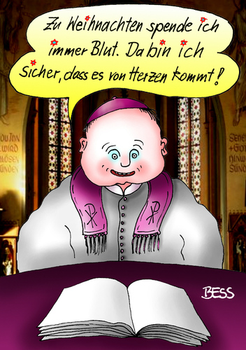 Cartoon: Frohes Fest (medium) by besscartoon tagged blutspende,rotes,kreuz,weihnachten,fest,feiern,religion,kirche,christentum,jesus,katholisch,spende,spenden,pfarrer,herz,bess,besscartoon