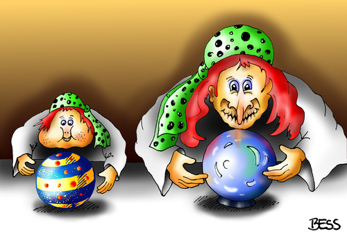 Cartoon: früh übt sich (medium) by besscartoon tagged kind,frau,erziehung,lernen,hellsehen,hellseherin,kugel,kristallkugel,hexe,ball,spielen,bess,besscartoon