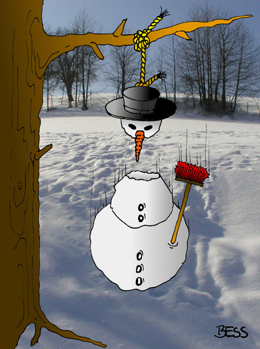 Cartoon: Frühling naht (medium) by besscartoon tagged besscartoon,bess,baum,selbstmord,suizid,schneemann,winter