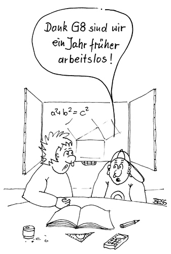 Cartoon: G8 (medium) by besscartoon tagged schule,pädagogik,gymnasium,g8,schüler,arbeitslos,bess,besscartoon