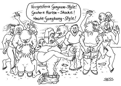 Cartoon: Gangbang Style (medium) by besscartoon tagged tanzen,tanz,gangnam,style,harlem,sheke,gangbang,musik,erotik,verkehr,nackt,bess,besscartoon